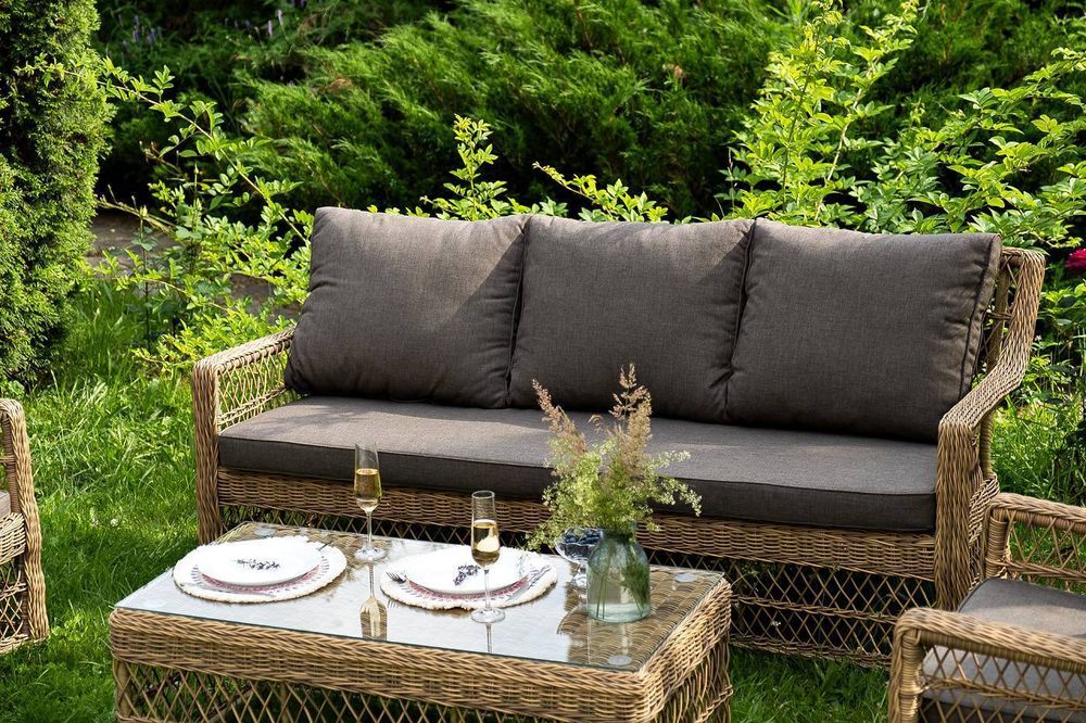 "Гранд Латте" лаунж-зона из искусственного ротанга, цвет соломенный