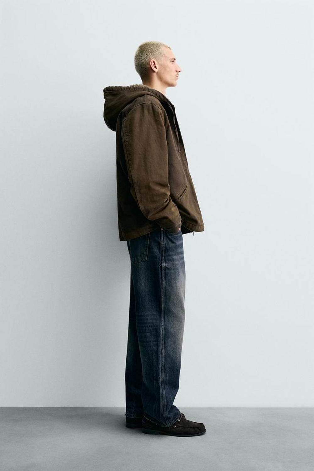 ZARA КУРТКА С ЭФФЕКТОМ ВИНТАЖНОЙ ПОТЕРТОСТИ, КОРИЧНЕВЫЙ