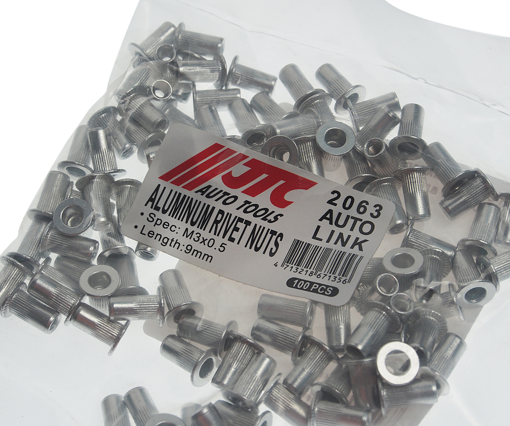 Заклепка резьбовая M3х0.5мм алюминиевая 100шт. JTC