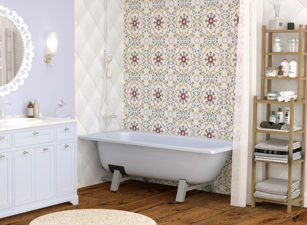 Ванна стальная RIANTO 170*70*40 прямоугольная с опорной подставкой, белая орхидея (ОР-01200) с рантом