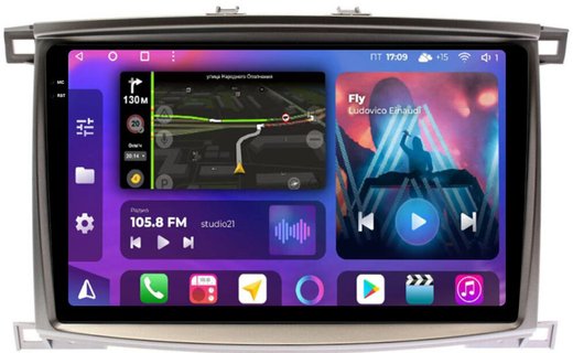 Магнитола для Toyota Land Cruiser 100, Lexus LX470 2002-2007 (экран климата снизу) - FarCar BM457/1166M монитор 10.36" QLED на Android 14, TS10, 4+32Гб, CarPlay, 4G SIM-слот