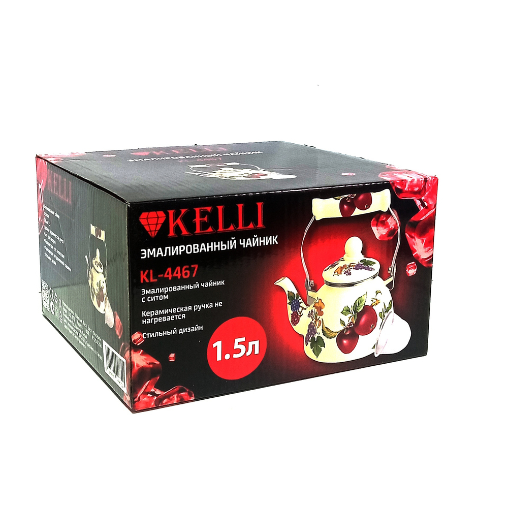 Чайник эмалированный с ситом Kelli KL-4467