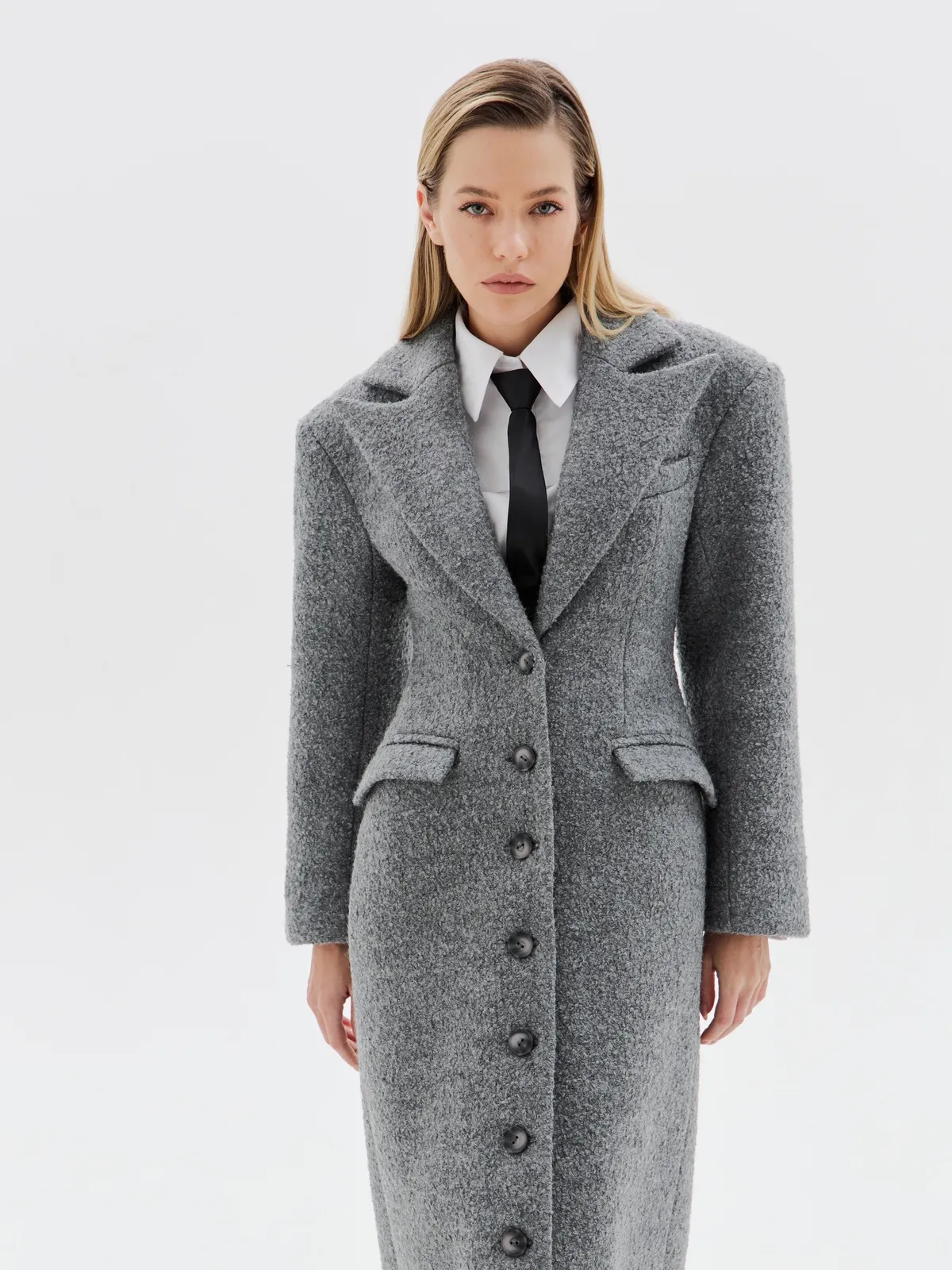 Пальто однобортное приталенное Grey