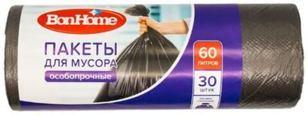 Мешки для мусора особопрочные, BonHome, 60 л, 30 шт.
