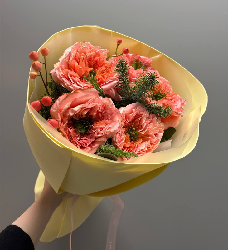 Букет из роз "Мандарин Экспрешн" (5 шт)