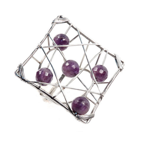 Кольцо "Паутинка" аметист