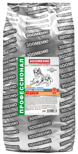 ЗООМЕНЮ МЕДИУМ для собак средних пород (Утка с лососем) 26/15