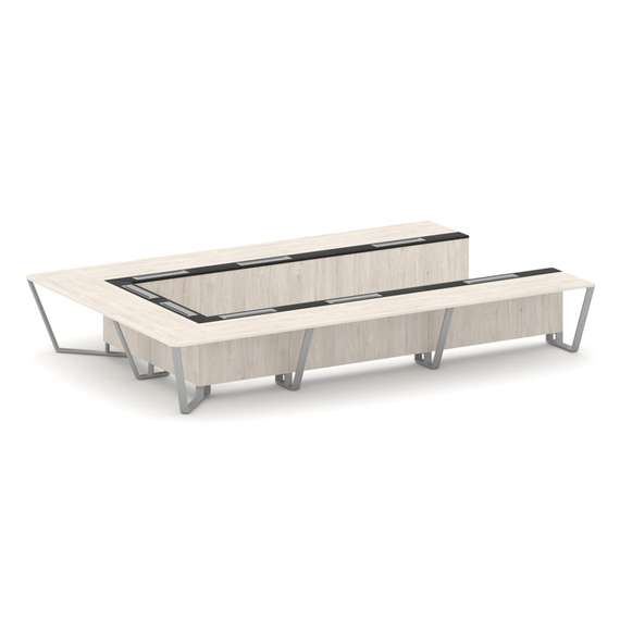 Steel Meet Стол переговорный П-образный KMK-PR.B.SP-15P Денвер Светлый/Графит Глянец/Металл Серый 48