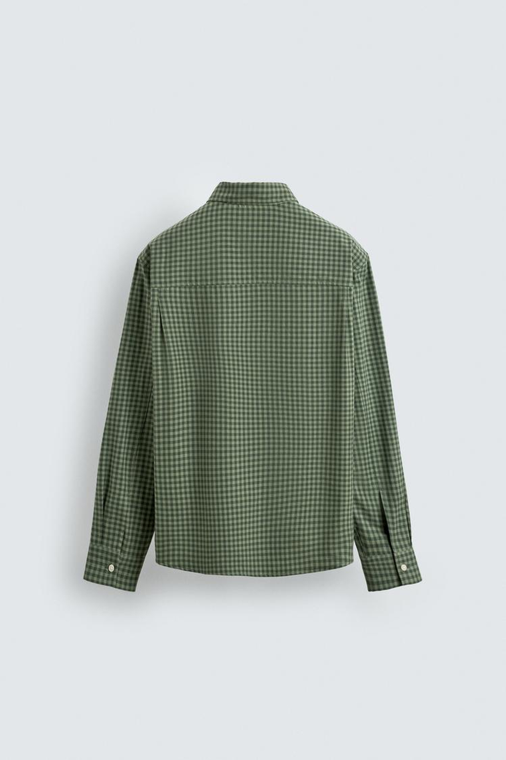 ZARA РУБАШКА REGULAR FIT В КЛЕТКУ, МЯГКИЙ ЗЕЛЕНЫЙ