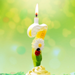 Свеча Цифра, 7 Ромашка и божья коровка, 15 см