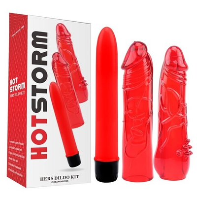 Секс набор из 3-х предметов Hers Dildo Kit (Цвет: красный)
