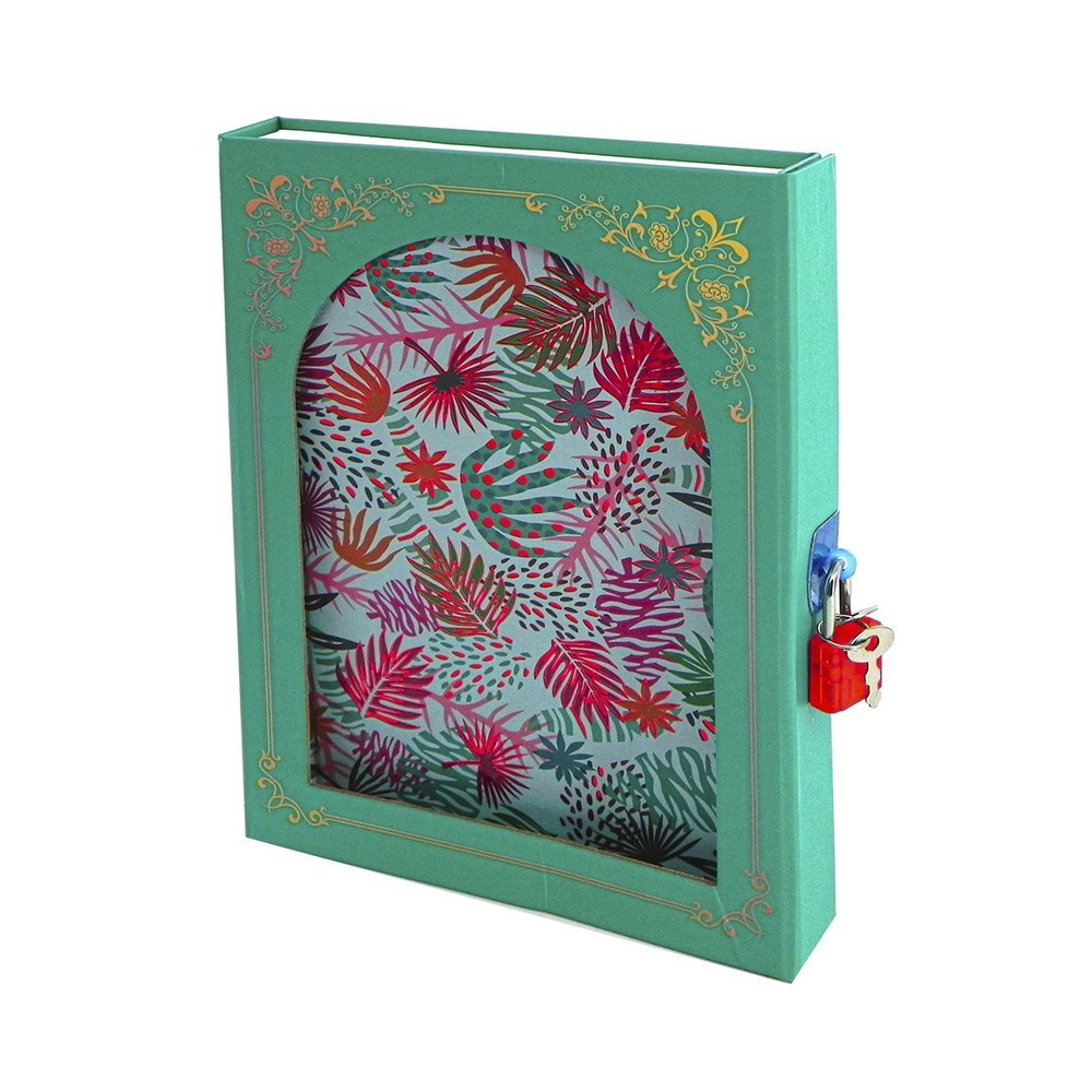 Записная книжка в футляре 14,5 см * 21,0 см , 7БЦ, Alingar, ламинация, фольга, замочек, 40 л., линия, "Цветочная мозаика", зеленый