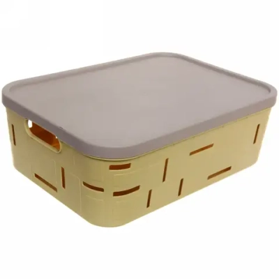 Корзина для мелочей с крышкой «Корсика» желтая 43х31х14,5см