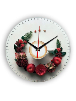 Настенные часы Чашка на тарелке coffee floral circle 4 Декор для дома, подарок
