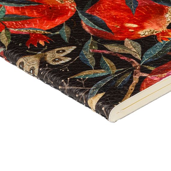 Bloknot \ Блокнот \ Notebook  Тетрадь А5 из экокожи, "Флора. Гранат" 60 л. Клетка