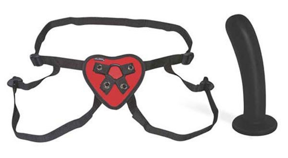 Трусики-джоки с красным сердцем и черным дилдо, 13,5 см