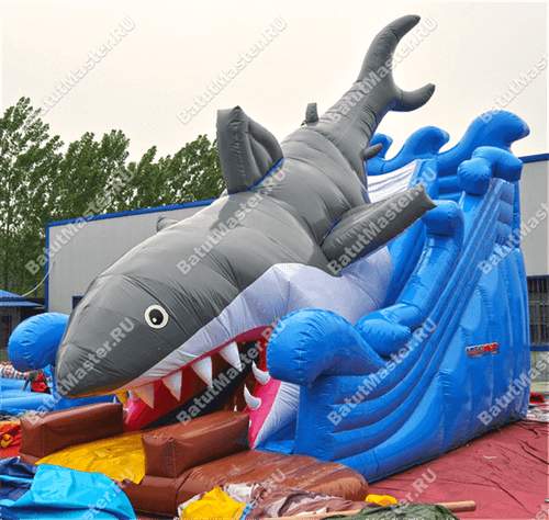 Детский надувной батут-горка "Акула"