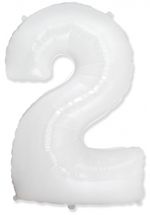 FM Шар 40'' / 102 см "Цифра 2" Белый (БГ-60)