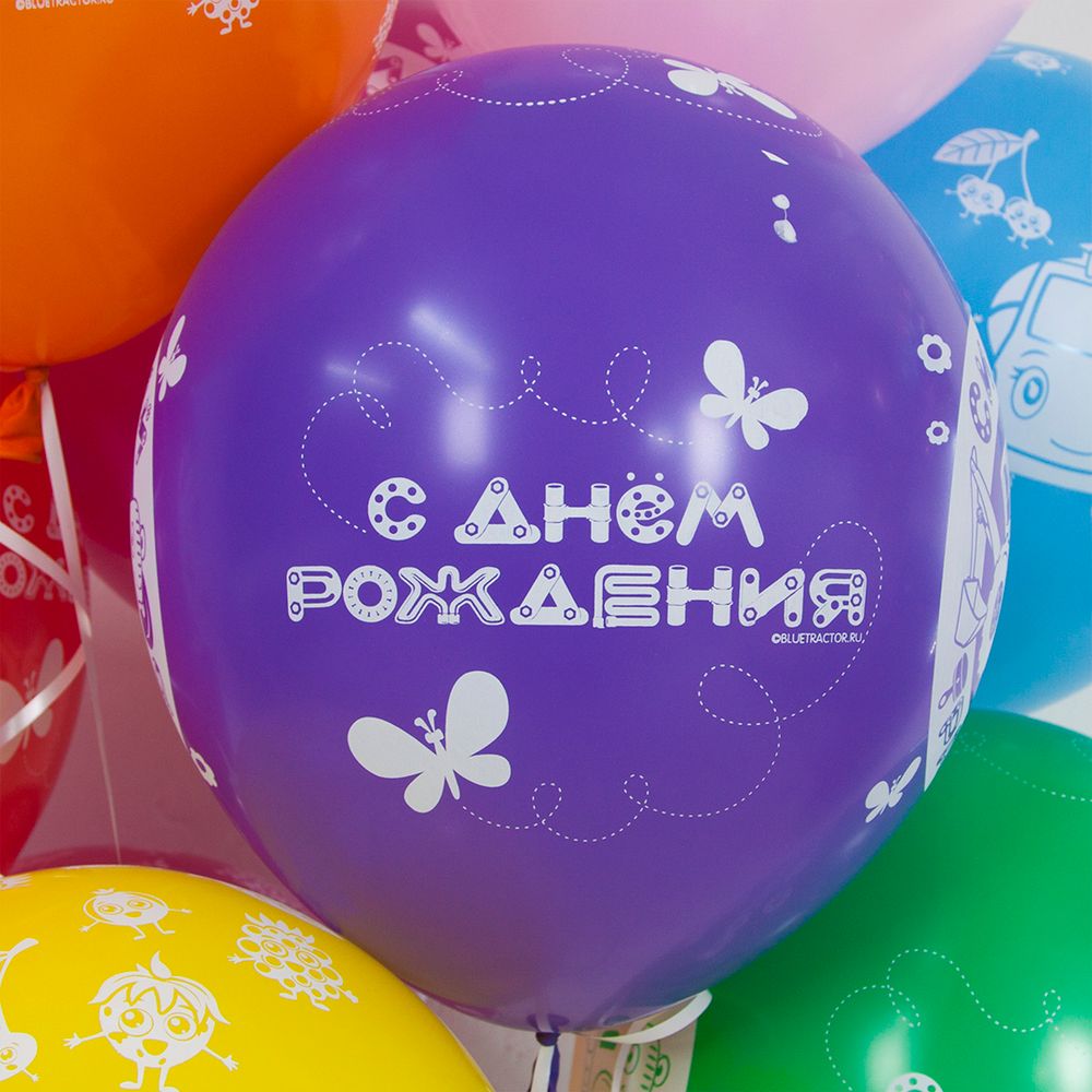 Шар (12''/30 см) Синий трактор, Ассорти, пастель, 5 ст, 25 шт.