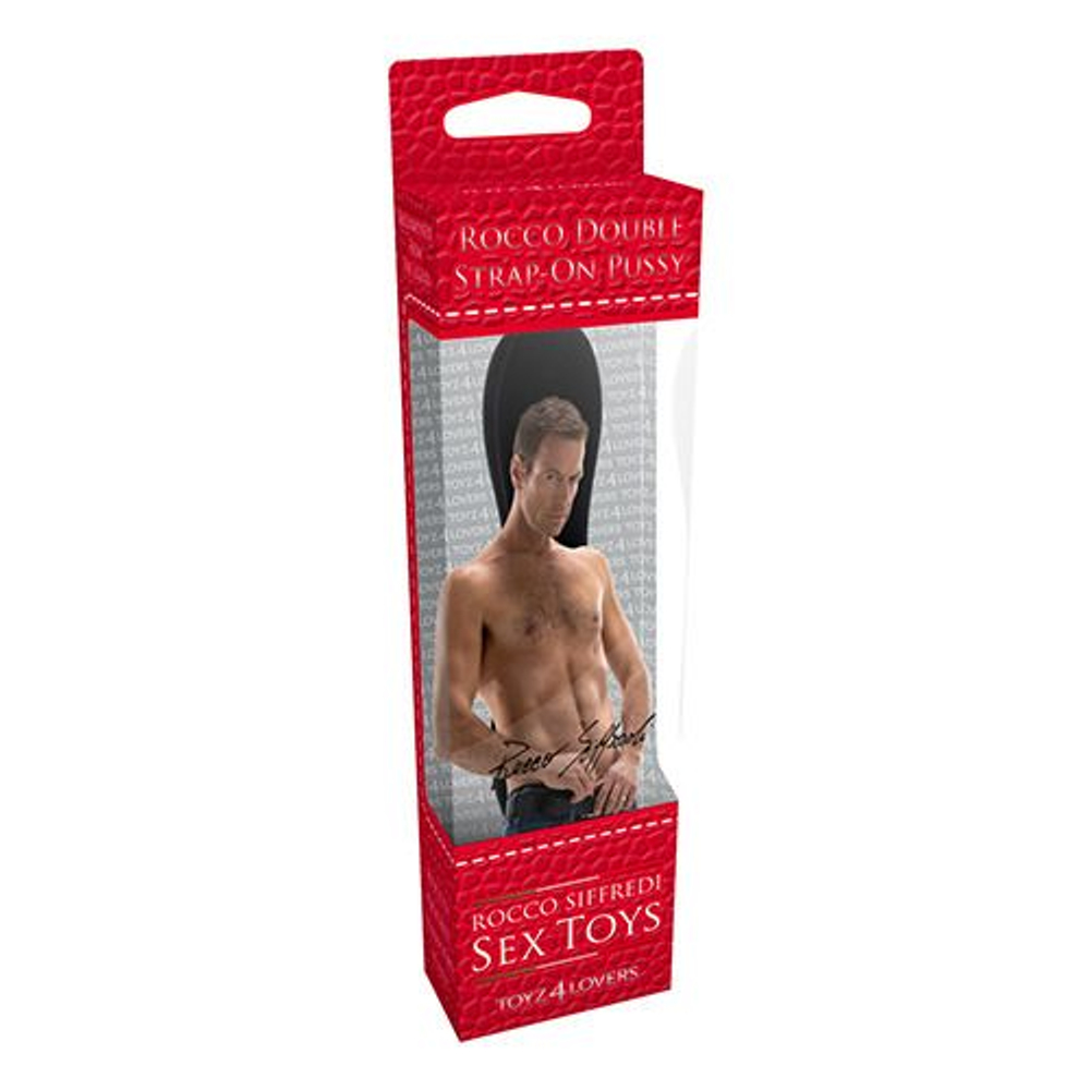 Гладкая насадка для двойного проникновения ROCCO DOUBLE STRAP-ON PUSSY (Цвет: черный)