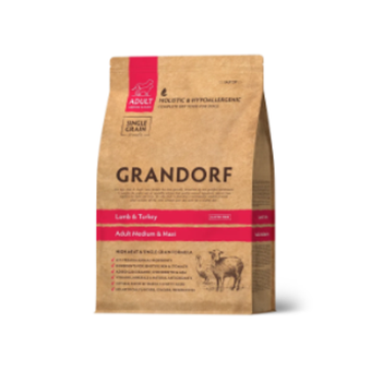 Сухой корм GRANDORF DOG Lamb&Turkey MED&MAXI ягненок с индейкой для взрослых собак средних и крупных пород 1кг