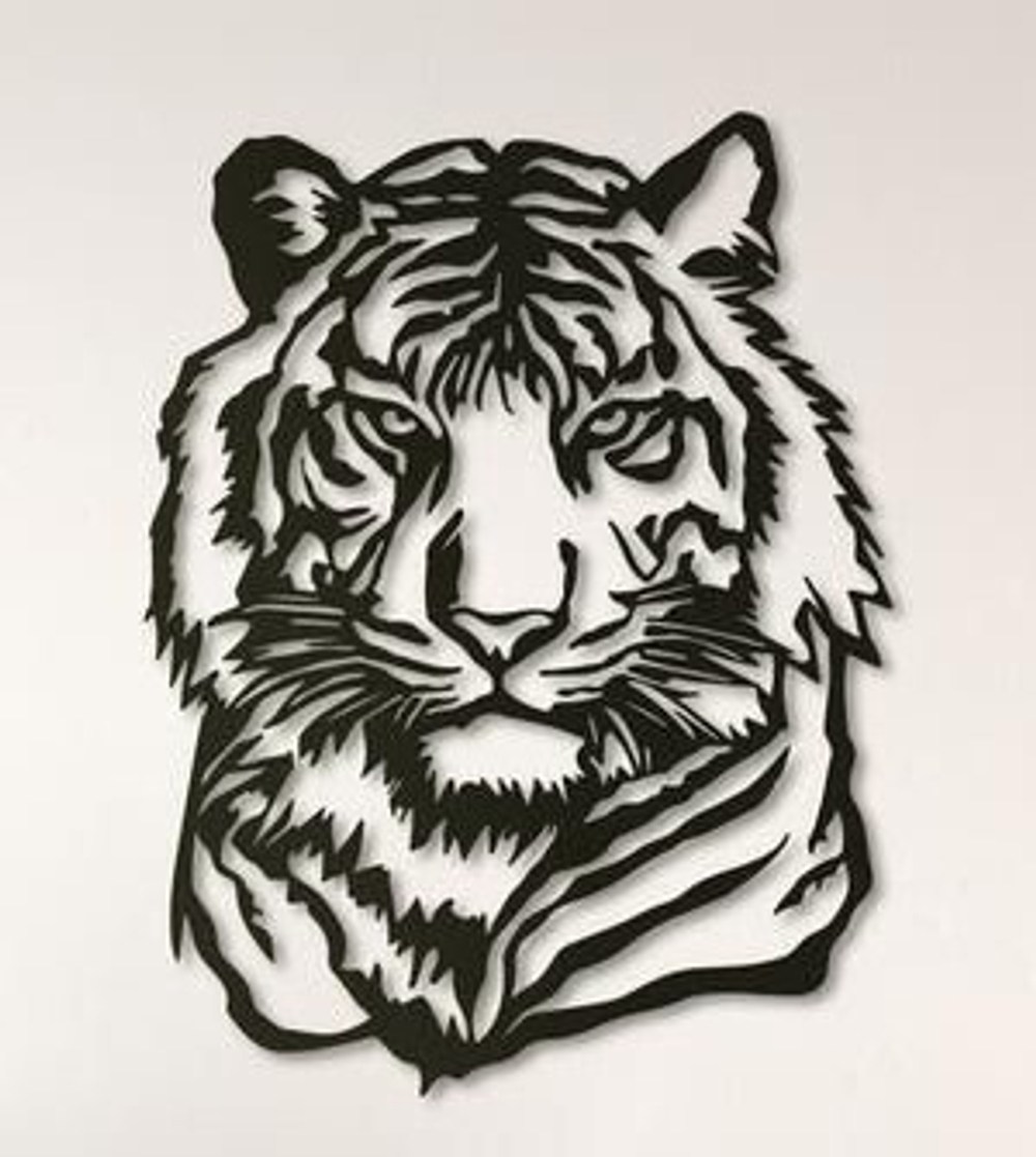 Декоративное панно на стену из металла "Смелый Тигр"