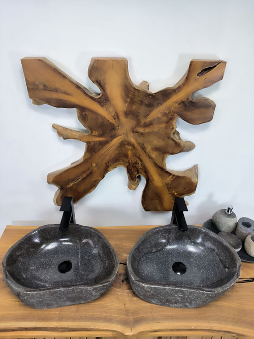 Раковина из речного камня ПАРА! RS-66393 51х35х16 из натурального камня