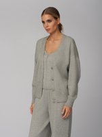 Женский трикотажный костюм-тройка серый с кардиганом