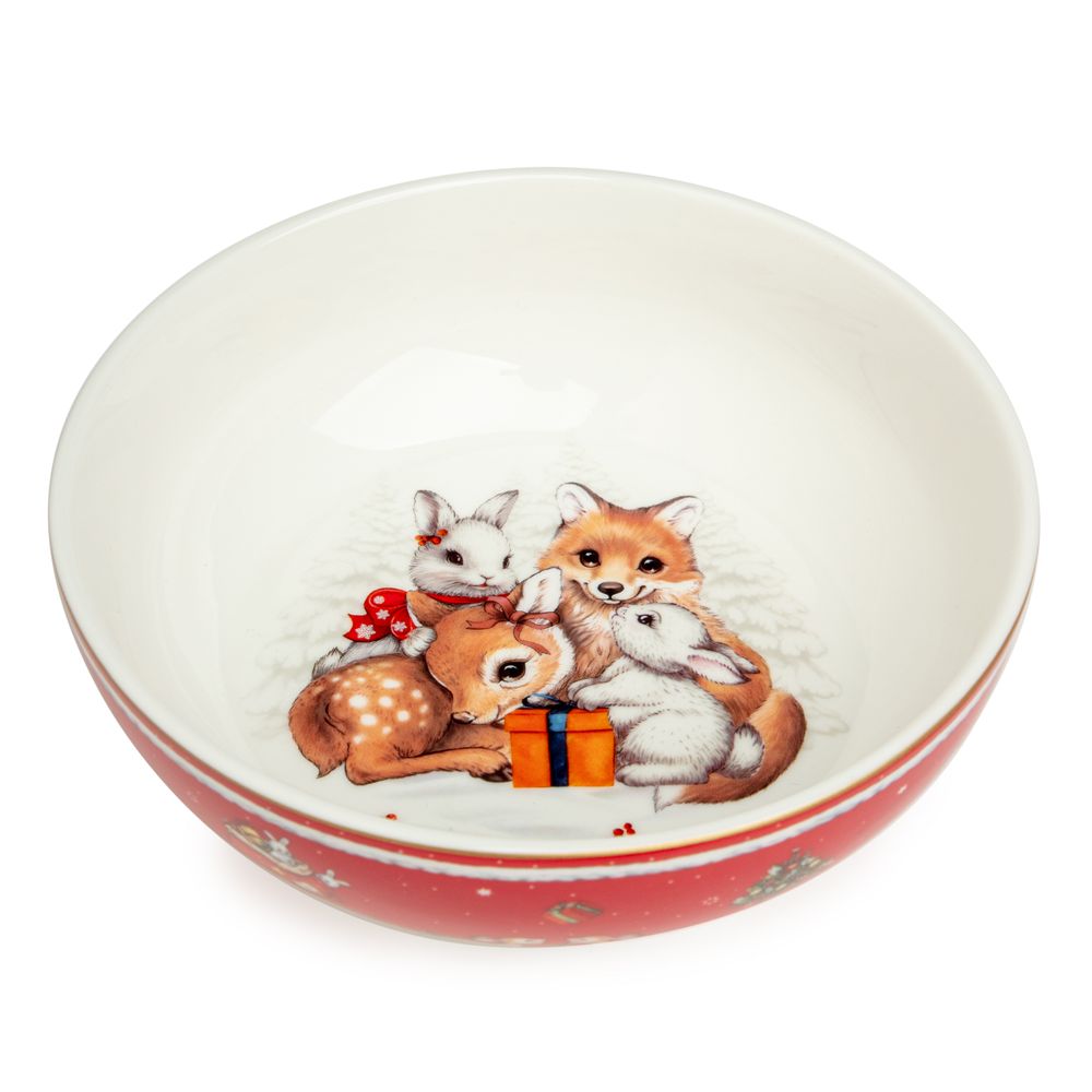 НАБОР ПОСУДЫ LEFARD "C НОВЫМ ГОДОМ" 3 ПР.: САЛАТНИК 800 МЛ, ТАРЕЛКА 19 СМ, КРУЖКА 400 МЛ (КОР=8НАБ.)