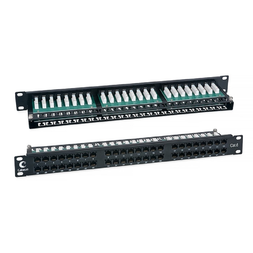 Патч-панель Cabeus PLHD-48-Cat.6-Dual IDC-1U Патч-панель высокой плотности 19", 1U, 48 портов RJ-45, категория 6