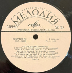 Виниловая пластинка Шарль Азнавур – Шарль Азнавур (Мелодия) LP