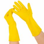 Перчатки МНОГОРАЗОВЫЕ латексные с хлопчатобумажным напылением, размер M (средний), вес 53 г, желтые, KOMFI, DGL025P