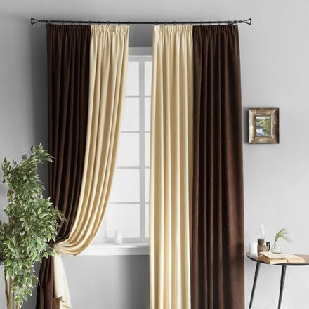 Шторы КЕРТТ (арт. BL01-763-02) - (200х270)х2 см. - сливочный-венге