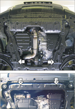 Защита картера двигателя, КПП (2 мм, сталь) для Nissan X-Trail 2007-2015, 2015-2022, Nissan Qashqai 2015-2021, Nissan Rogue Sport 2017-2022 Motodor.71401
