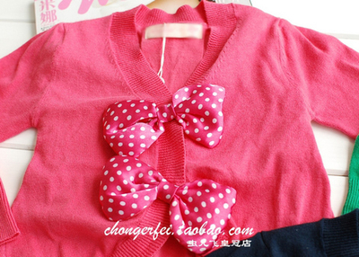 Кофта однотонная с бантами в горошек