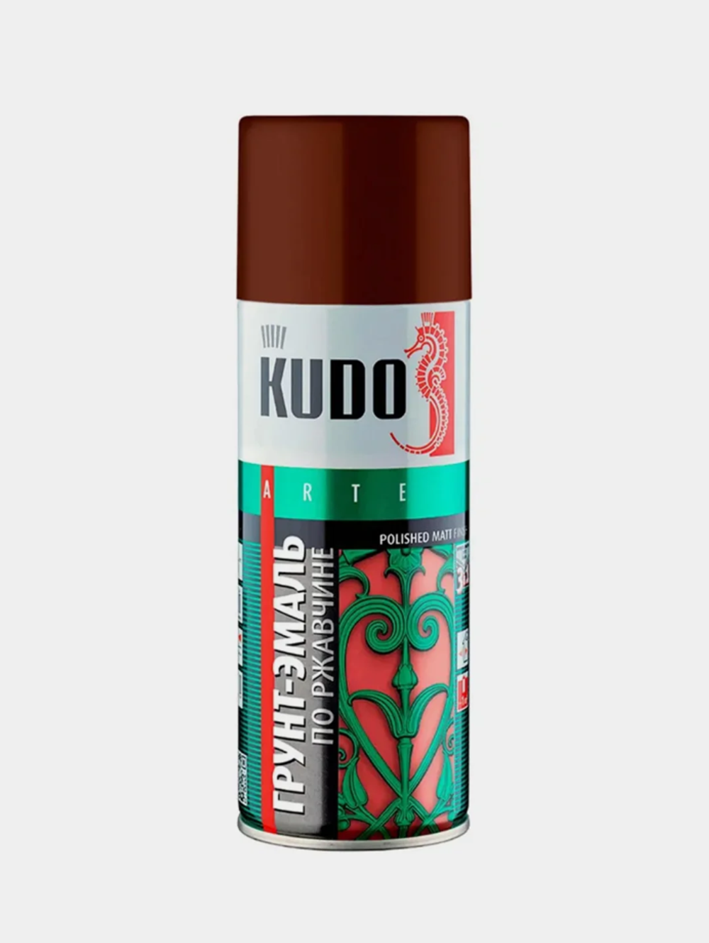 Грунт-эмаль по ржавчине матовая высокопрочная в баллончике KUDO RAL 8017