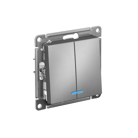 Выключатель 2-кл. СП AtlasDesign 10А IP20 (сх. 5а) 10AX с подсветкой механизм сталь SE ATN000953