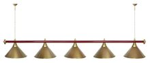 Лампа STARTBILLIARDS 5 пл. (плафоны зеленые матовые,штанга зеленая,фурнитура золото)