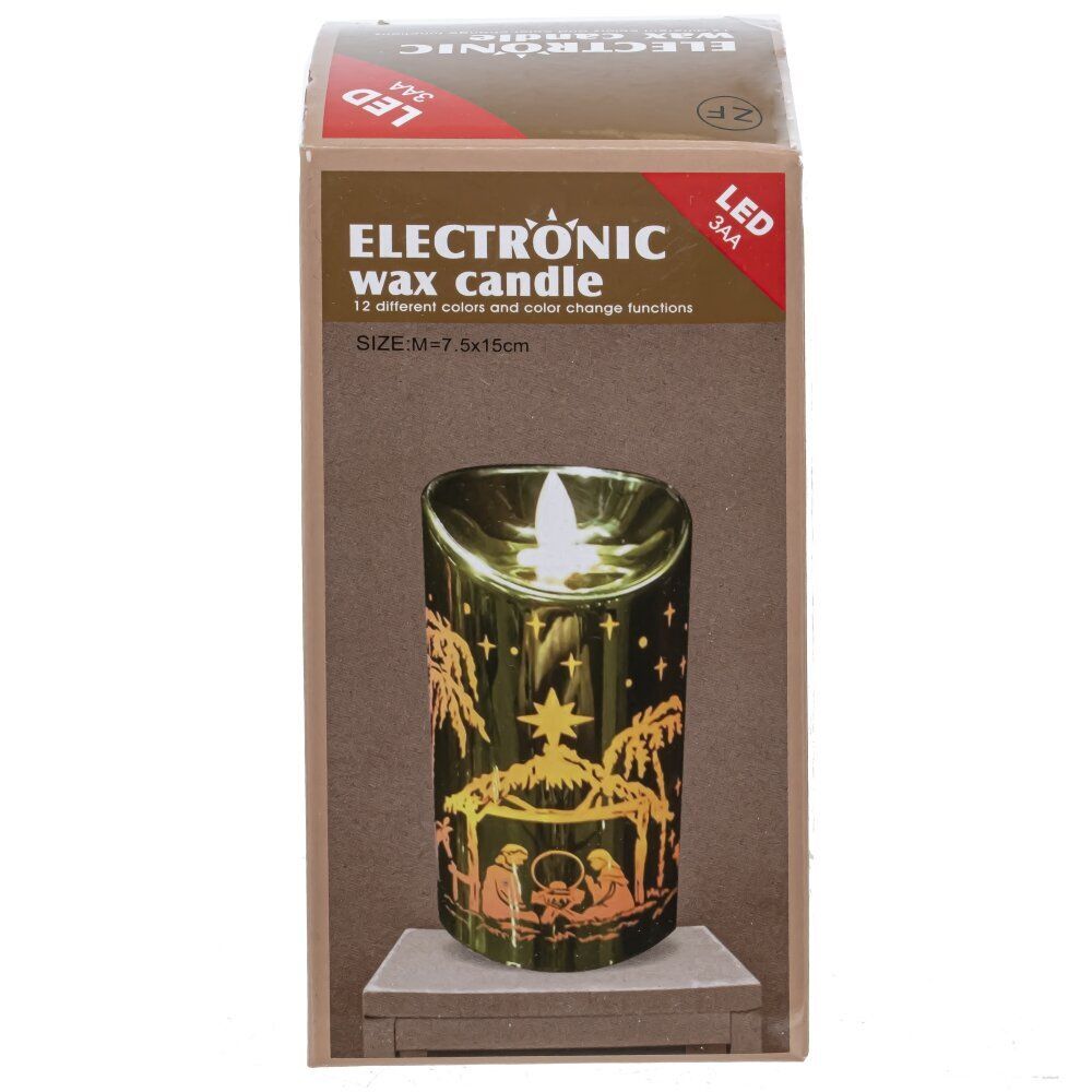 GAEM Изделие декор Свеча "Золотой снеговик" (подсвет, AAAх3 н/п) L7,5 W7,5 H14,5 см