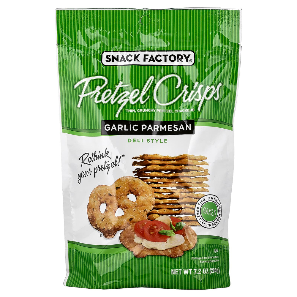 Snack Factory, Хрустящие крендели с чесноком и пармезаном, по вкусу, 204 г (7,2 унции)