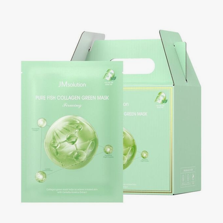 JMSOLUTION Тканевая маска с центеллой и керамидами Pure Fish Collagen Green Mask 30 мл
