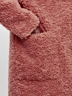 Шуба женская чебурашка тедди экомех, розовая, SilverFox