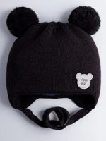 Шапка детская осенняя с завязками и помпонами