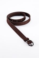 БАЗОВЫЙ ТОНКИЙ РЕМЕНЬ С МЯТОЙ ПРЯЖКОЙ ЗАМША ТЕМНЫЙ ШОКОЛАД