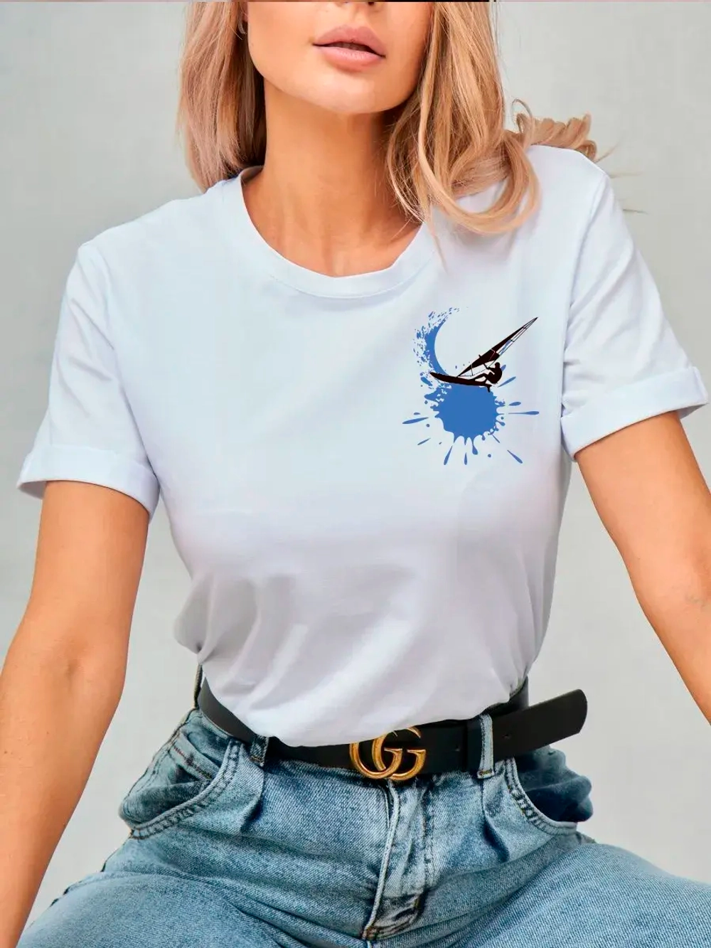 Футболка больших размеров с принтом виндсёрф