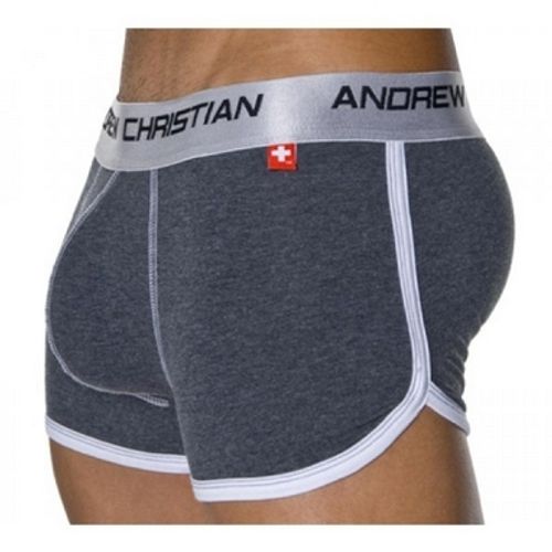 Мужские трусы боксеры серые с пуш-ап Andrew Christian Grey Shock Jock Boxer  4721
