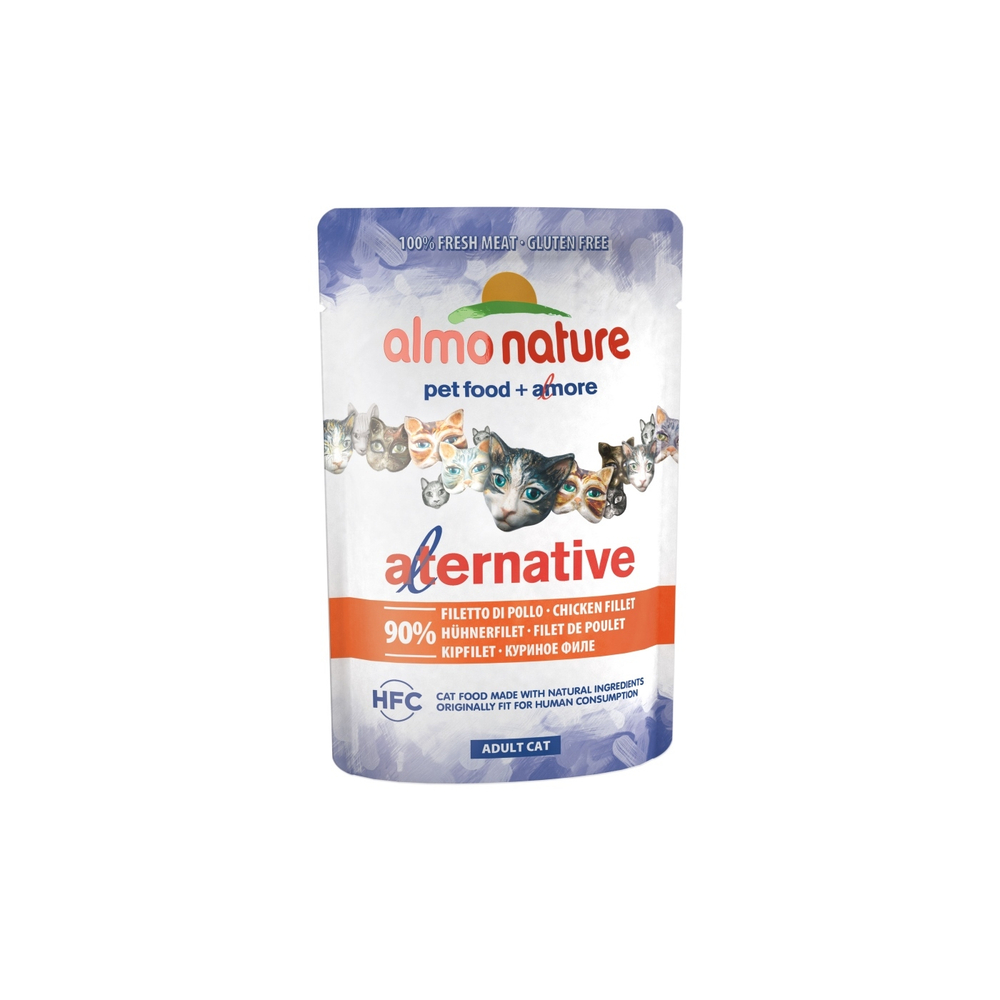 Almo Nature Alternative Паучи для кошек "Куриное филе" 90% мяса (Alternative - Chicken Fillet) 0,055 кг x 1 шт.