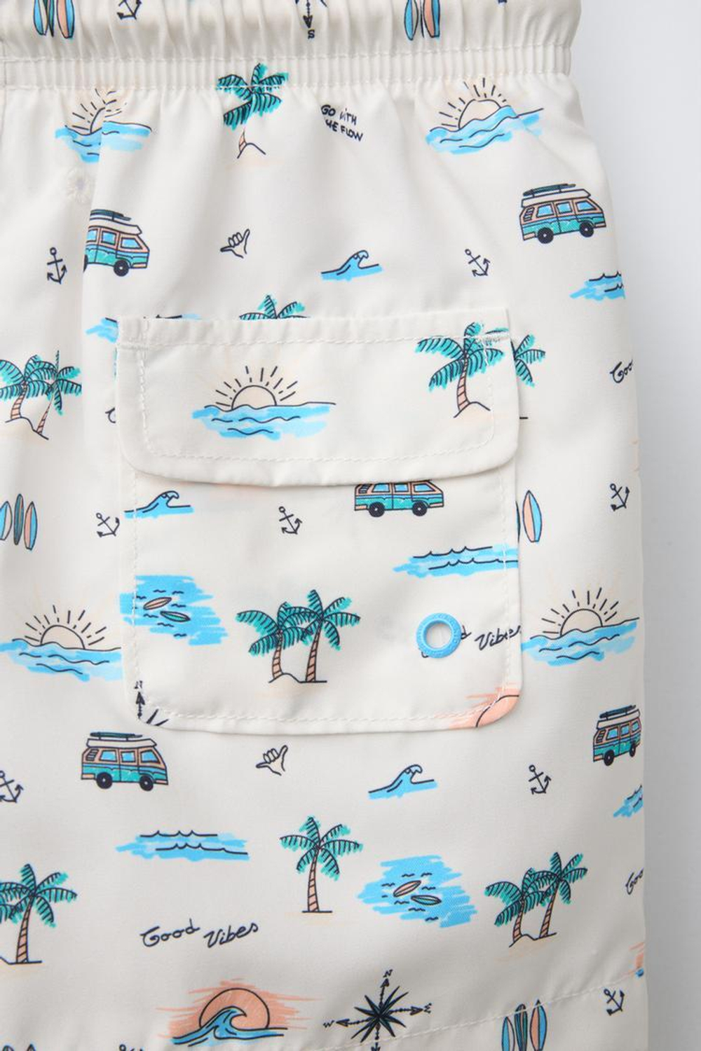 ZARA ПЛАВКИ ИЗ ТКАНИ С ПРИНТОМ, ПЕСОЧНЫЙ