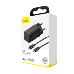 Зарядное устройство + Кабель Baseus GaN Mini Quick Charger C+U 45W - Black