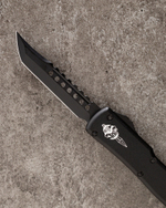 Автоматический складной нож Microtech UTX-70 Hellhound DLC Blade Signature Series 419-1DLCTS (черный-черный) фронталка/выкидуха